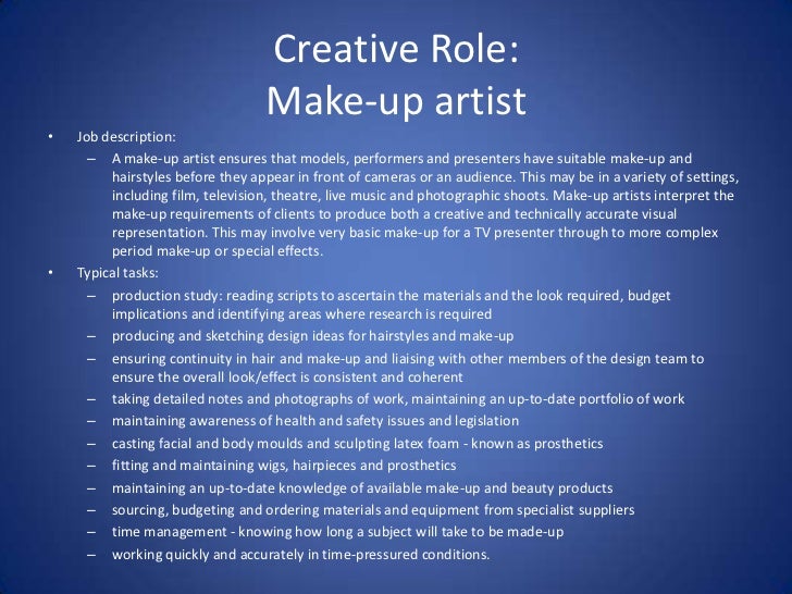 Makeup artist job description Makeup artist job description